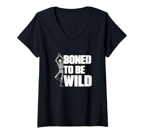 Damen Boned to Be Wild Funny Anatomy Skelett Anatomist Dissectors T-Shirt mit V-Ausschnitt von The Organ Trail Shop