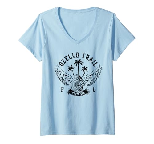 Damen Ozello Trail Route 494, Florida, USA, Reisen, Design im Used-Look T-Shirt mit V-Ausschnitt Damen Ozello Trail Route 494, Florida, USA, Reisen, Design im Used-Look T-Shirt mit V-Ausschnitt von The Ozello Trail Route 494 Florida Awesome Designs