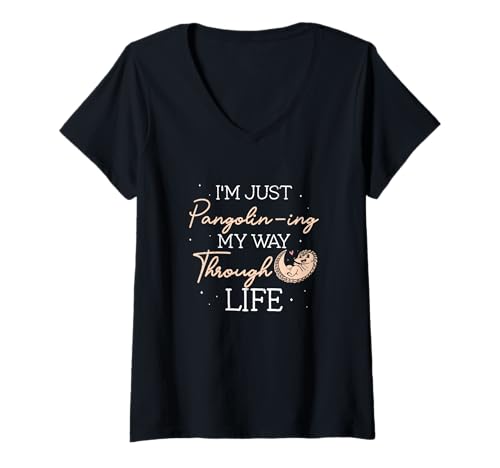 Damen Ich bahne Mir nur Meinen Weg durchs Leben für Schuppentierliebhaber T-Shirt mit V-Ausschnitt Damen Ich bahne Mir nur Meinen Weg durchs Leben für Schuppentierliebhaber T-Shirt mit V-Ausschnitt von The Pangolin Express