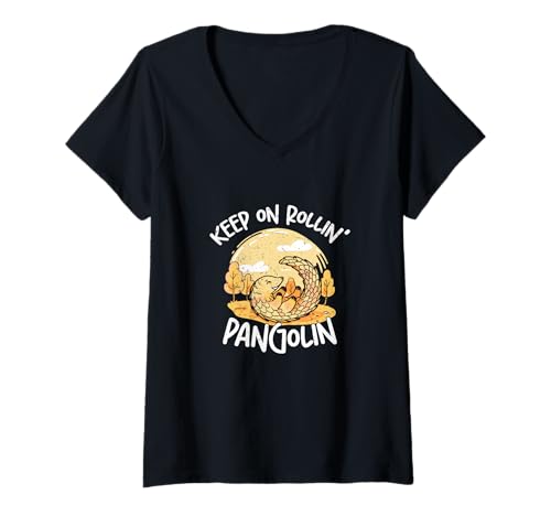 Damen Keep On Rollin' Pangolin Schuppige Ameisenbäume für Pangolin-Liebhaber T-Shirt mit V-Ausschnitt Damen Keep On Rollin' Pangolin Schuppige Ameisenbäume für Pangolin-Liebhaber T-Shirt mit V-Ausschnitt von The Pangolin Express
