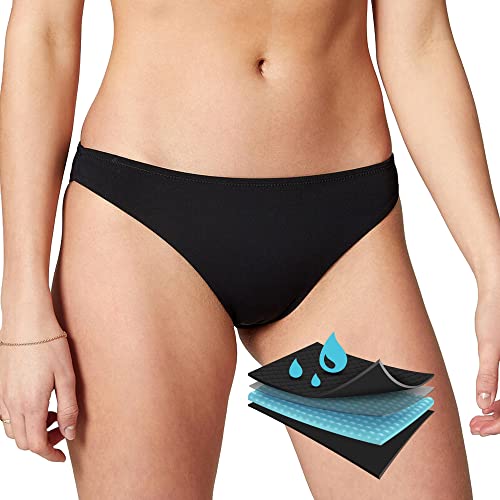 Menstruations-Badebekleidung, auslaufsichere Bikinihose, Menstruations-Schwimmhose für Teenager, Mädchen, Damen, Schwarz, Schwarz , L von The Period People