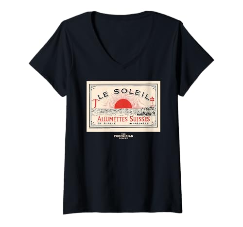 Damen The Phoenician Scheme Le Soleil Matchbox T-Shirt mit V-Ausschnitt Damen The Phoenician Scheme Le Soleil Matchbox T-Shirt mit V-Ausschnitt von The Phoenician Scheme