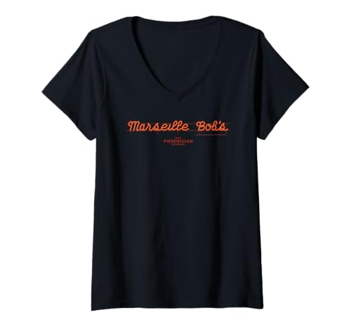 Damen The Phoenician Scheme Marseille Bob’s Neon T-Shirt mit V-Ausschnitt von The Phoenician Scheme