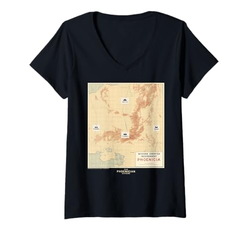 Damen The Phoenician Scheme Region Map T-Shirt mit V-Ausschnitt von The Phoenician Scheme