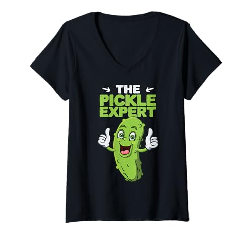 Damen The Pickle Expert Gurkensalat Gurke Gemüse Eingelegt T-Shirt mit V-Ausschnitt Damen The Pickle Expert Gurkensalat Gurke Gemüse Eingelegt T-Shirt mit V-Ausschnitt von The Pickle Expert