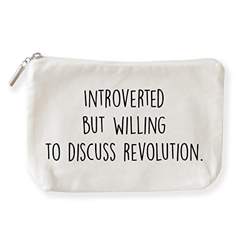 The Pine Trove History Gifts for Men, Introverted but willing to Diskusse revolution Kosmetiktasche, History lover Gift (Cotton Canvas Kosmetiktasche, 15,2 x 25,4 x 6,3 cm), Cremeweiß, 6x10 inch von The Pine Trove