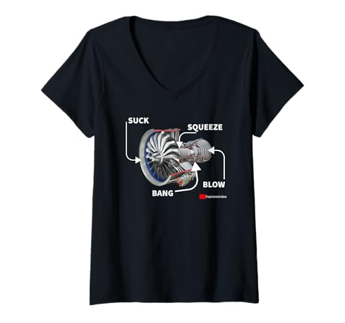 Damen Jet-Motorstufen T-Shirt mit V-Ausschnitt Damen Jet-Motorstufen T-Shirt mit V-Ausschnitt von The Plane Window