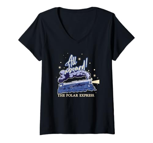 Damen Weihnachten Polar Express All Aboard T-Shirt mit V-Ausschnitt Damen Weihnachten Polar Express All Aboard T-Shirt mit V-Ausschnitt von The Polar Express