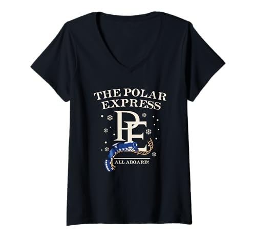 Damen Weihnachten Polar Express All Aboard T-Shirt mit V-Ausschnitt von The Polar Express