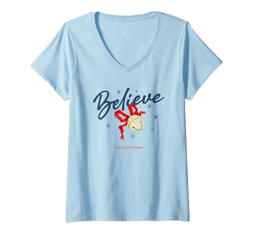Damen Weihnachten Polar Express Believe T-Shirt mit V-Ausschnitt von The Polar Express