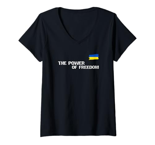 Damen Die Macht der Freiheit — Unterstütze die patriotische Ukraine T-Shirt mit V-Ausschnitt Damen Die Macht der Freiheit — Unterstütze die patriotische Ukraine T-Shirt mit V-Ausschnitt von The Power of Freedom - Patriotic design