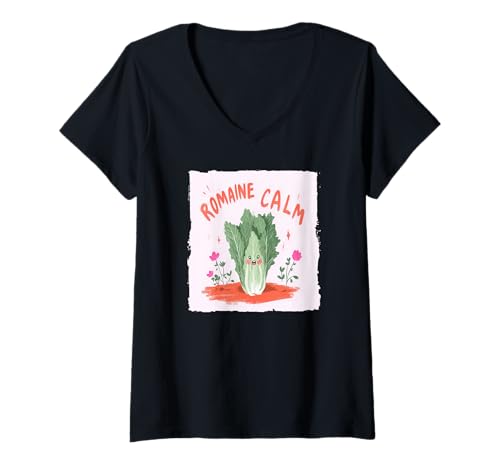Damen Lustiges Gemüse-Wortspiel Romaine Calm Cute Gardener Geschenk T-Shirt mit V-Ausschnitt Damen Lustiges Gemüse-Wortspiel Romaine Calm Cute Gardener Geschenk T-Shirt mit V-Ausschnitt von The Punny Vegetable Patch