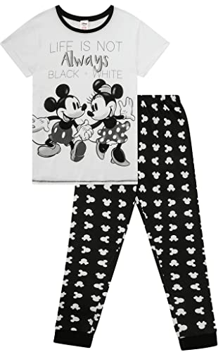 Disney Minnie Maus und Mickey Ladies Life is Not Always Schlafanzug Schwarz und Weiß Gr. 34, weiß von The Pyjama Factory