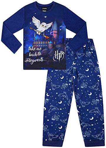 Harry-Potter-Schlafanzug für Mädchen, Motiv: Hedwig „Take Me Back to Hogwarts“, 6 bis 12 Jahre Gr. 140, blau von The Pyjama Factory