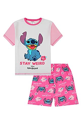 Lilo and Stitch Stay Weird Mädchen-Schlafanzug, kurz, Rosa / Weiß, rose, 14 - 15 Jahre von The Pyjama Factory