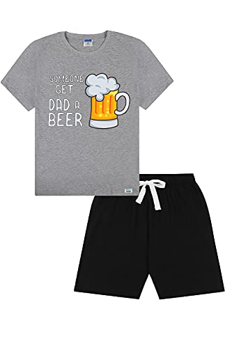 Schlafanzug für Herren, kurz, Aufschrift "Someone Get Dad A Beer" Gr. XL, weiß von The Pyjama Factory