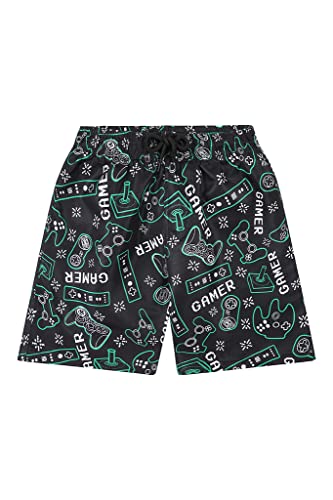 The Pyjama Factory Gaming Jungen Shorts Badehose Badeshorts mit Controller Design, Schwarz , 9 Jahre von The Pyjama Factory