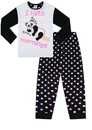 Mädchen Schlafanzug I Hate Mornings Pandabär lang Gr. 9-10 Jahre, weiß von The PyjamaFactory