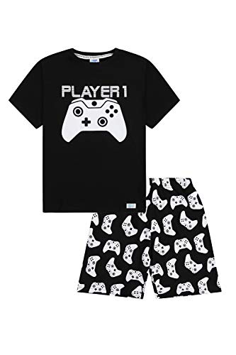 Pyjama-Set mit Design Player 1 / Player 2 und Controller, kurz Gr. 9-10 Jahre, Spieler 1 von The PyjamaFactory