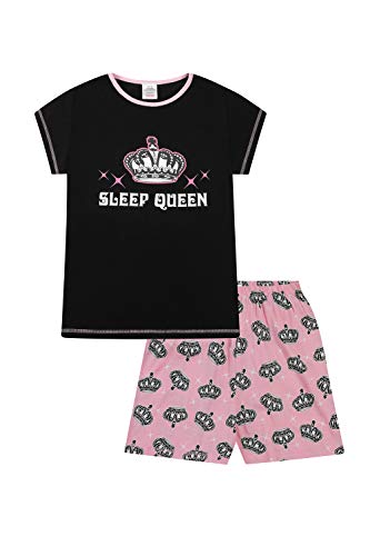 Schlafanzug für Mädchen, 10 bis 16 Jahre, Rosa / Schwarz Gr. 152, Schwarz von The PyjamaFactory