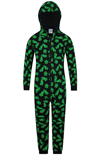 The PyjamaFactory Schlafanzug mit Fußballschuh- und Fußballmuster, 100 % Baumwolle, Loungewear Gr. 9-10 Jahre, Schwarz von The PyjamaFactory