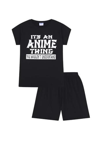 The Pyjamafactory Mädchen Schlafanzug Schwarz Schwarz Medium Gr. 15-16 Jahre, Schwarz von ThePyjamaFactory