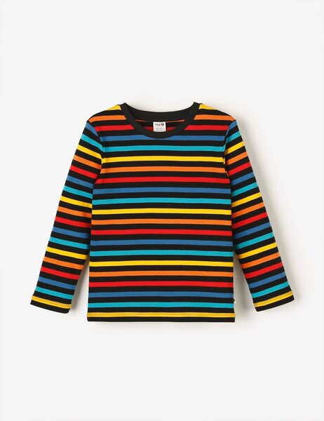 The QT veganes Kinder-Langarmshirt – Bunte Streifen von The QT