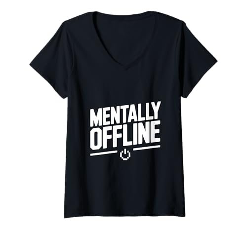 Damen Geistig offline Lustiger Tech-Humor für Geeks T-Shirt mit V-Ausschnitt von The Quirky Tech Enthusiasts Merchandise Co.