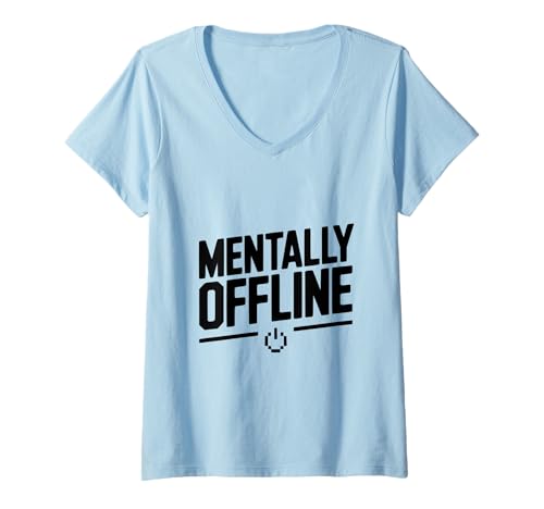 Damen Geistig offline Lustiger Tech-Humor für Geeks T-Shirt mit V-Ausschnitt von The Quirky Tech Enthusiasts Merchandise Co.