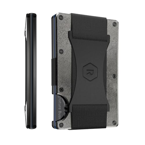 Ridge Geldbörse für Herren - Schlanke, minimalistische, kompakte Geldbörse und Kartenhalter, RFID-geschützte Vordertaschen-Geldbörsen für Männer mit integriertem Geldgurt, Stonewashed (Titan von The Ridge
