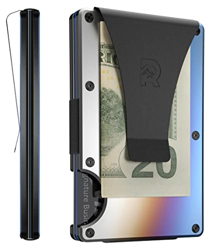 The Ridge Wallet Authentic | Minimalist Metal RFID Blocking Wallet – Money Clip | Slim Wallet for Men, Burnt Titanium, Titane brûlé, Minimalistisch von The Ridge