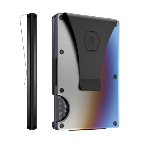 The Ridge Minimalist Slim Wallet for Men – Kreditkartenetui mit Fronttasche mit RFID-Blockierung – kleine Geldbörsen für Männer aus Aluminium und Metall mit Geldscheinfach (Titan), Burnt Titanium, von The Ridge
