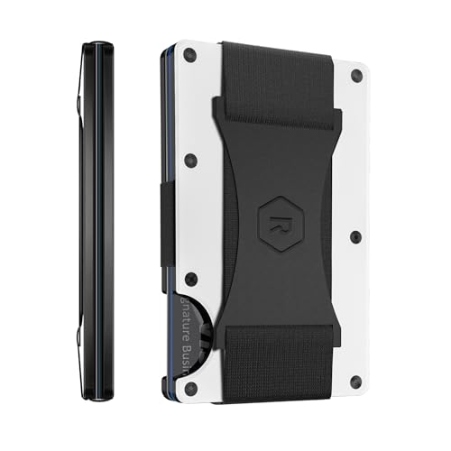 The Ridge Minimalistische, schlanke Geldbörse für Damen – RFID-blockierende Vordertasche und Kreditkartenetui – Matel-Geldbörse für Frauen mit Geldgurt (Polarweiß), Minimalistisch von The Ridge