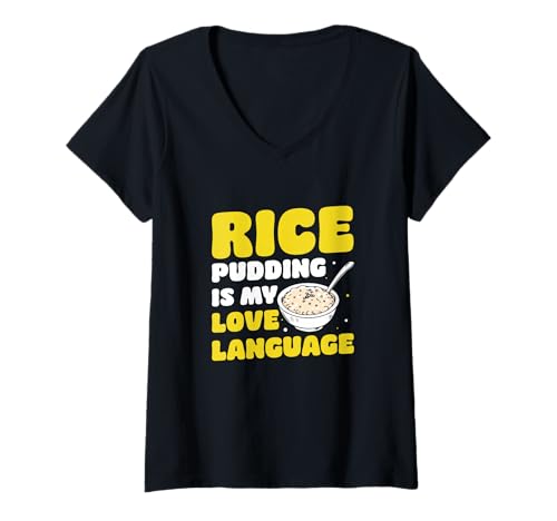 Damen Milchreis ist Meine Liebessprache Lustiger Arroz Con Leche Lover T-Shirt mit V-Ausschnitt von The Rizky Pudding Authority