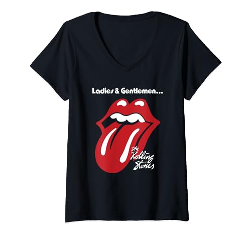 Offizielles Rolling Stones Damen & Herren Schwarz T-Shirt mit V-Ausschnitt von The Rolling Stones