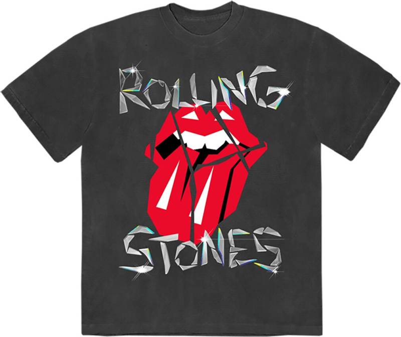 The Rolling Stones Diamond Tongue Grey Washed T-Shirt T-Shirt schwarz in M von The Rolling Stones