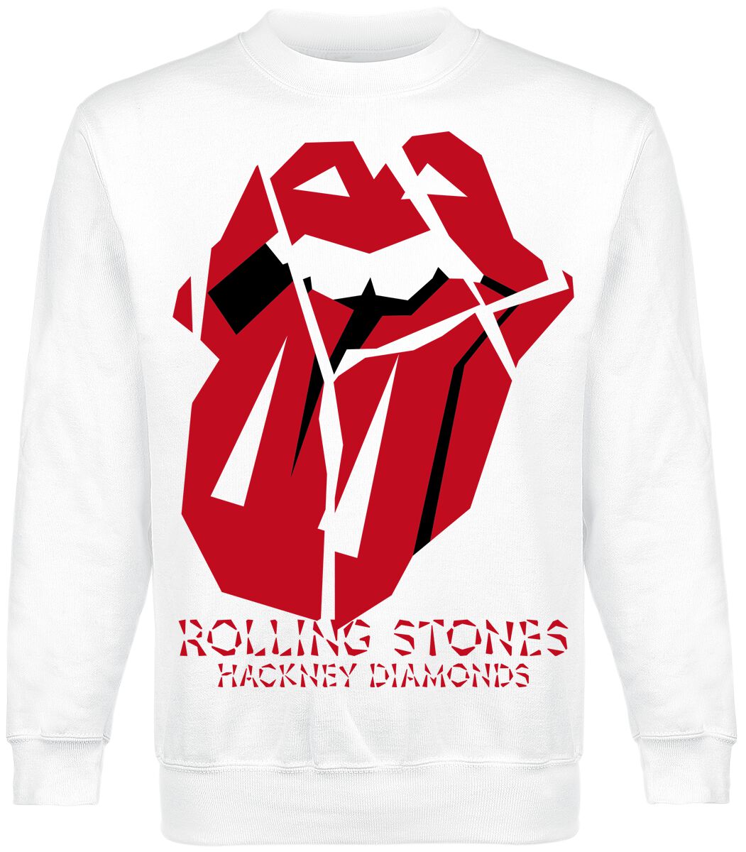 The Rolling Stones Diamond Tongue White Crewneck Sweatshirt weiß in L von The Rolling Stones