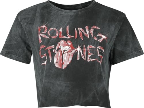 The Rolling Stones Glass Logo Frauen T-Shirt Charcoal L 100% Baumwolle Band-Merch, Bands von The Rolling Stones