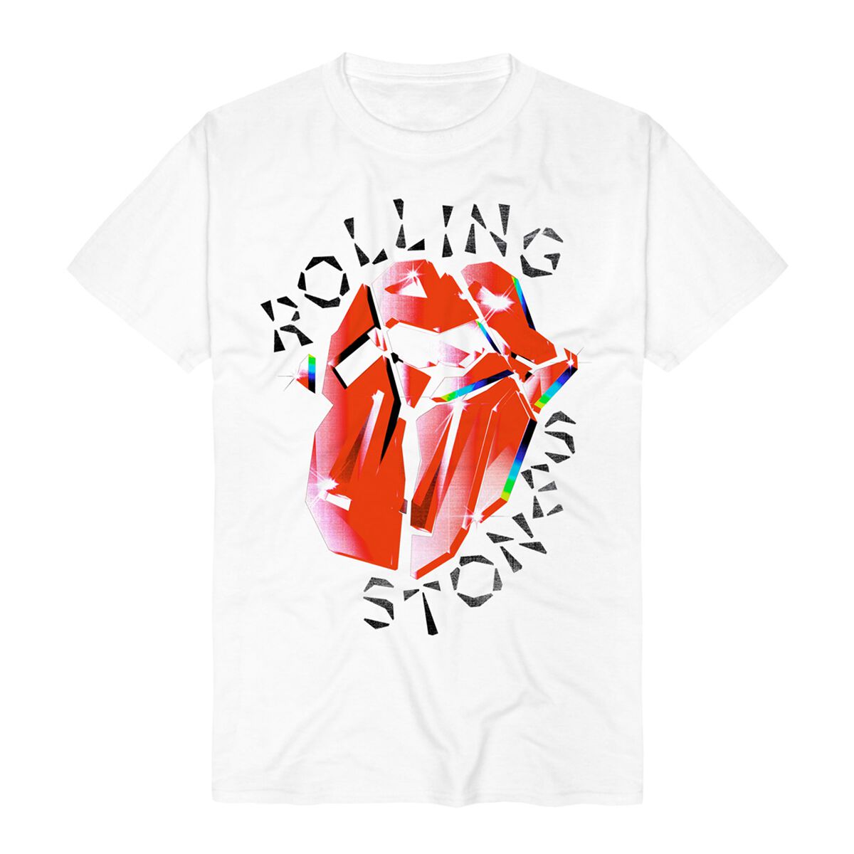 The Rolling Stones Hackney Diamonds Prism Tongue T-Shirt weiß in L von The Rolling Stones