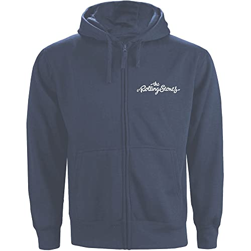 The Rolling Stones Herren Classic Tongue (Back Print) Kapuzenpullover, Blau (Navy Navy), Medium von Rolling Stones