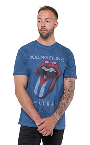 The Rolling Stones Herren Havana Cuba with Snow Wash Finishing T-Shirt, Blau (Denim Denim), Large von Rolling Stones