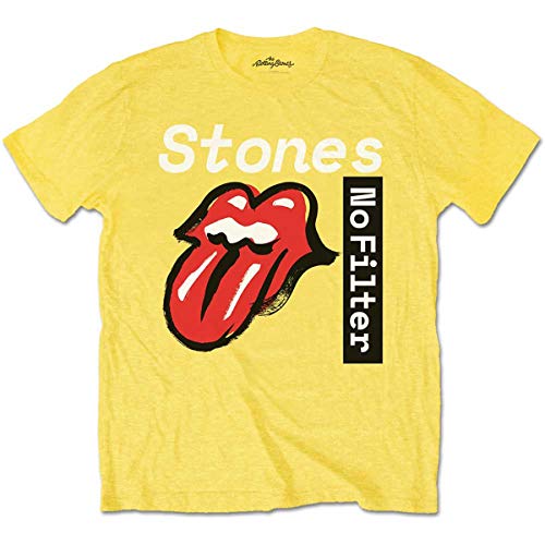 The Rolling Stones Herren No Filter Text T-Shirt, gelb, L von Rolling Stones