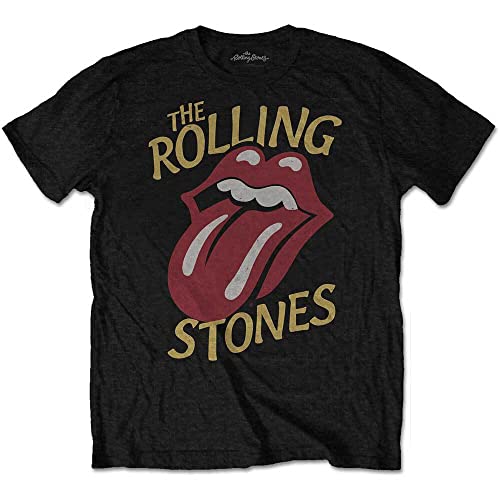 The Rolling Stones Herren Vintage Typeface T-Shirt, Schwarz (Black Black), Large von Rolling Stones