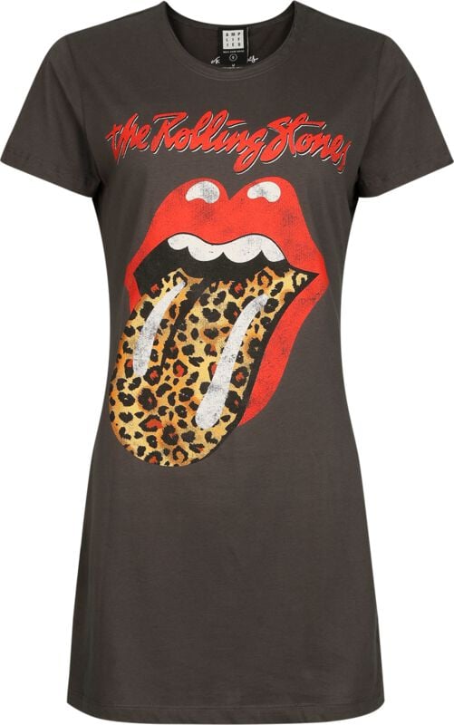 The Rolling Stones Kurzes Kleid - Amplified Collection - Leopard Tongue - S bis XL - für Damen - Größe L - charcoal  - Lizenziertes Merchandise! von The Rolling Stones