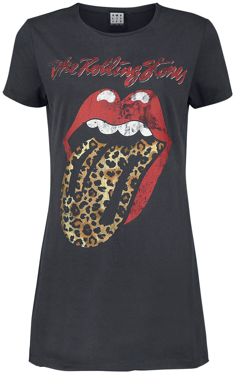 The Rolling Stones Kurzes Kleid - Amplified Collection - Leopard Tongue - XS bis L - für Damen - Größe L - charcoal  - Lizenziertes Merchandise! von The Rolling Stones