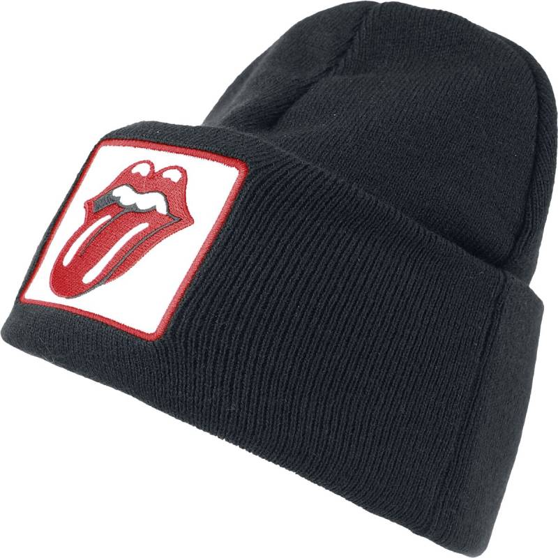 The Rolling Stones Mütze - Amplified Collection - Patch Beanie - schwarz  - Lizenziertes Merchandise! von The Rolling Stones