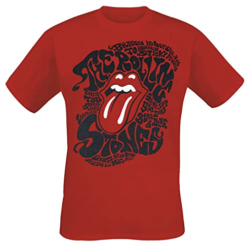 The Rolling Stones Psychedelic Tongue Männer T-Shirt rot L 100% Baumwolle Band-Merch, Bands von The Rolling Stones