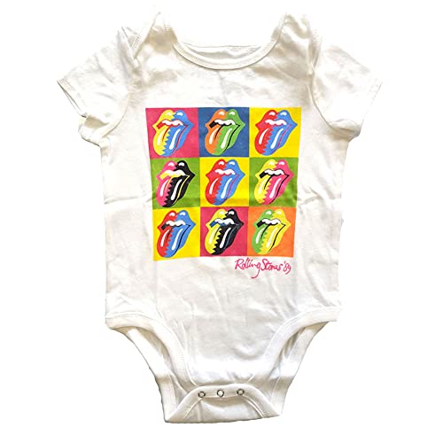 The Rolling Stones Schlafstrampler Two Tone Tongues Nue offiziell Weiß 0 to 24 X Large (12-18 Months) von The Rolling Stones