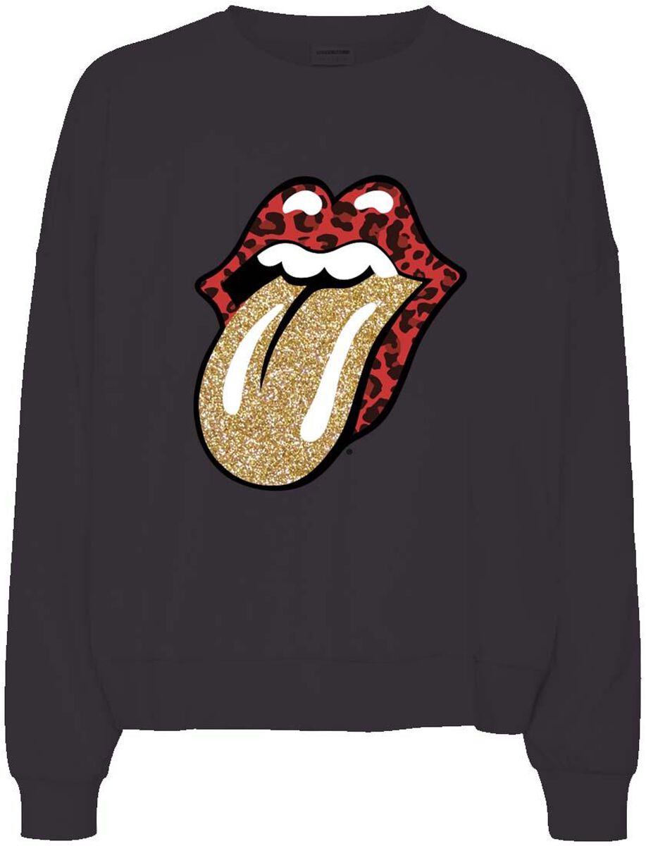 The Rolling Stones Sweatshirt - NMAriel Glitter Rolling Stones Sweat - XS bis XL - für Damen - Größe L - schwarz  - Lizenziertes Merchandise! von The Rolling Stones