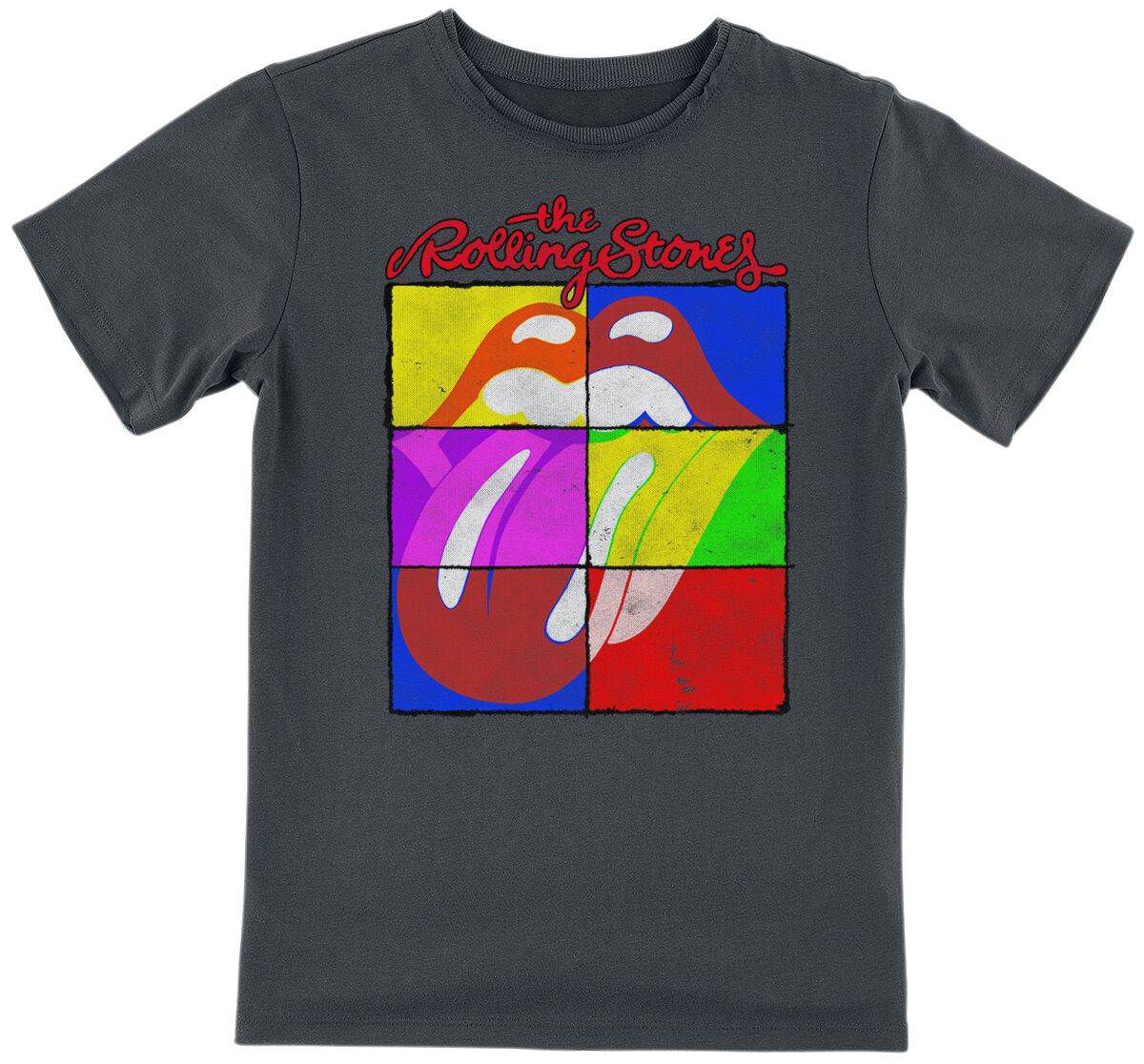 The Rolling Stones T-Shirt - Amplified Collection - Kids - Square Tongue - 92 bis 164 - für Mädchen & Jungen - Größe 164 - charcoal  - Lizenziertes von The Rolling Stones